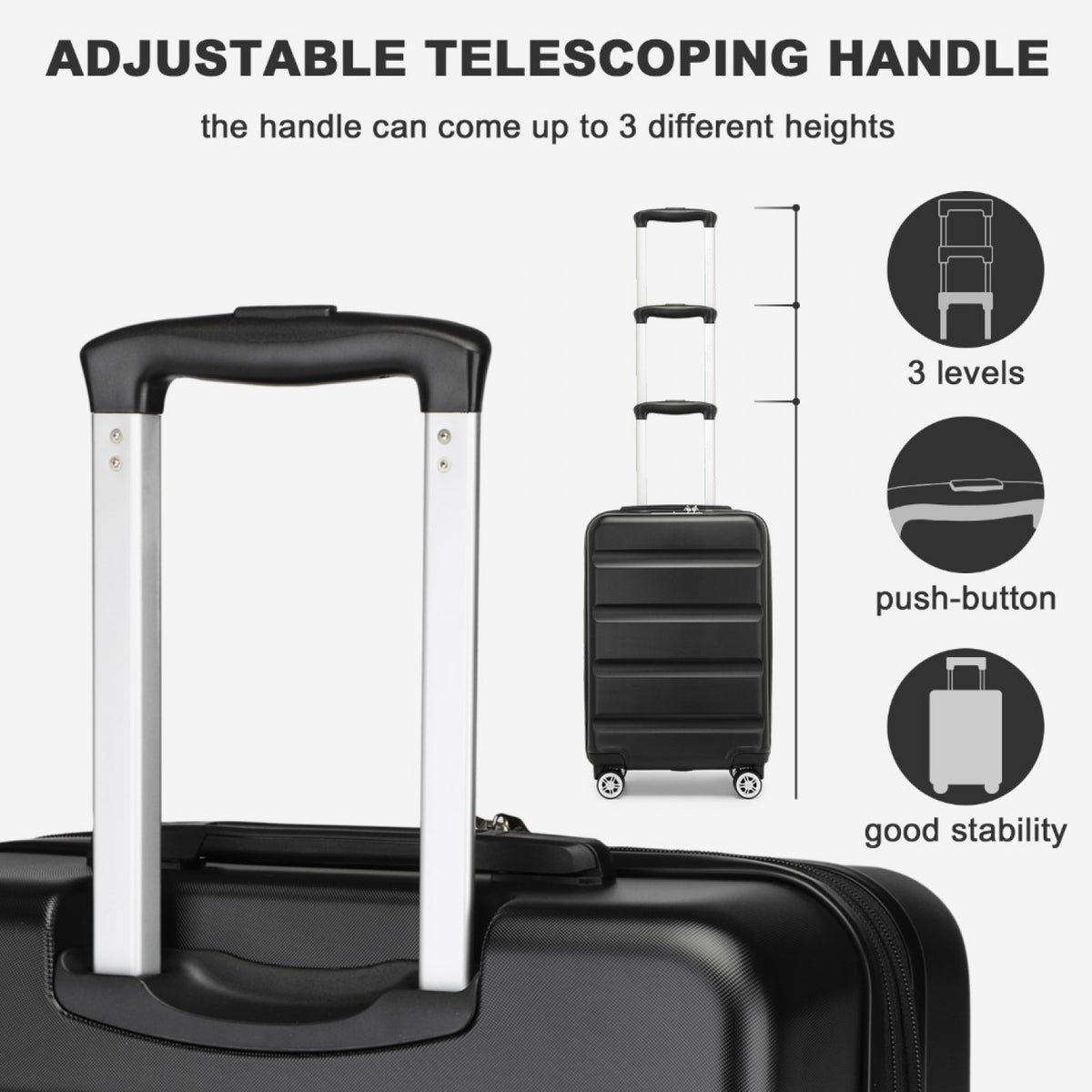 Kono Stylish Horizontal Engraved Hard Shell ABS+PC Suitcase