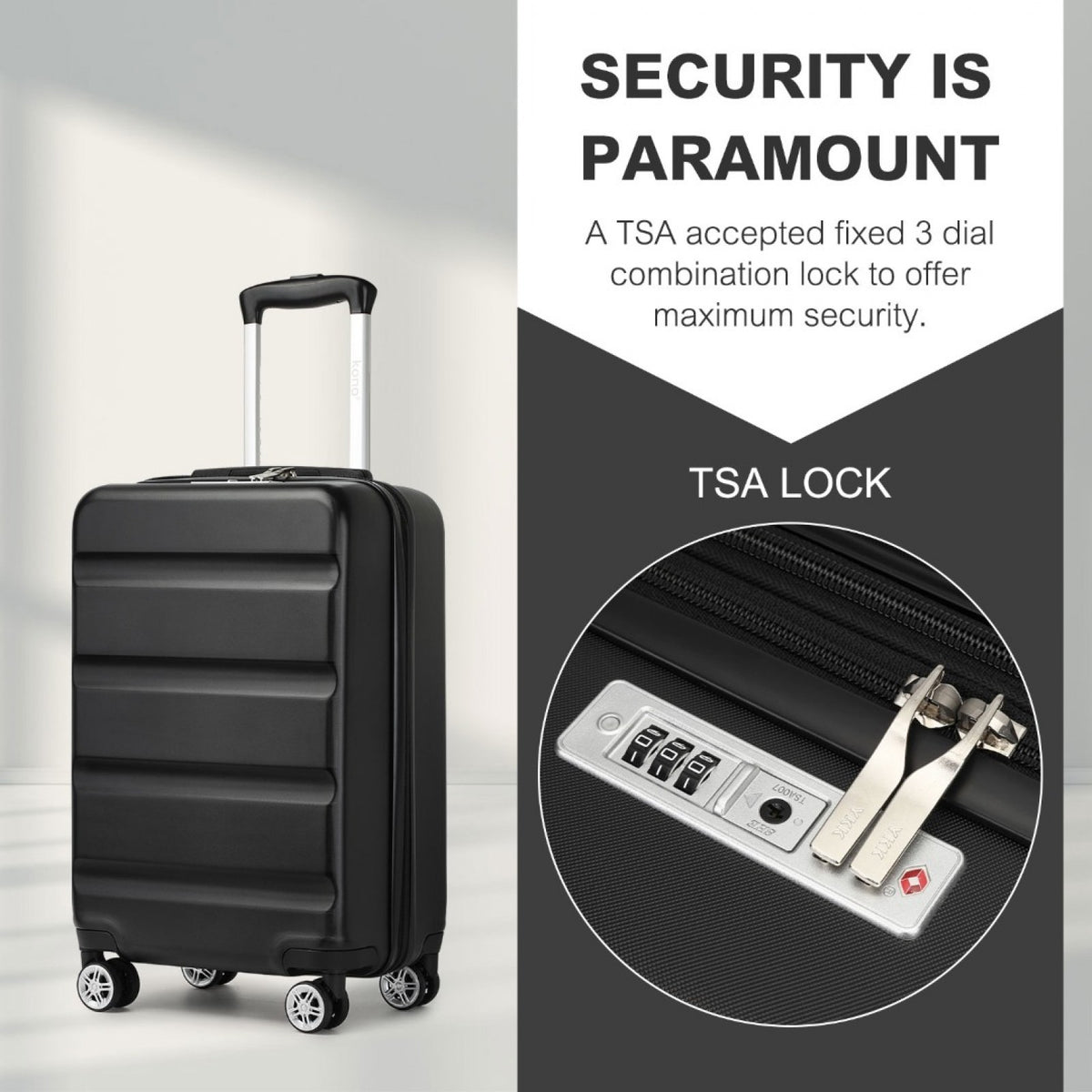Kono Stylish Horizontal Engraved Hard Shell ABS+PC Suitcase