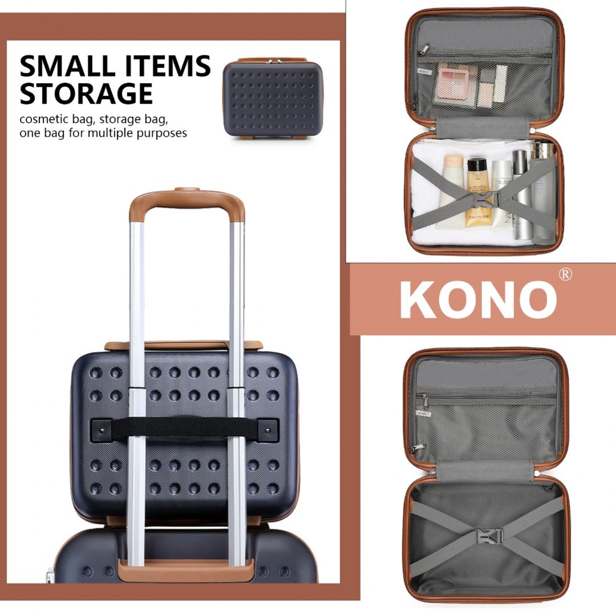 Kono Stylish ABS+PC Polka Dot Hard Shell Vanity Case