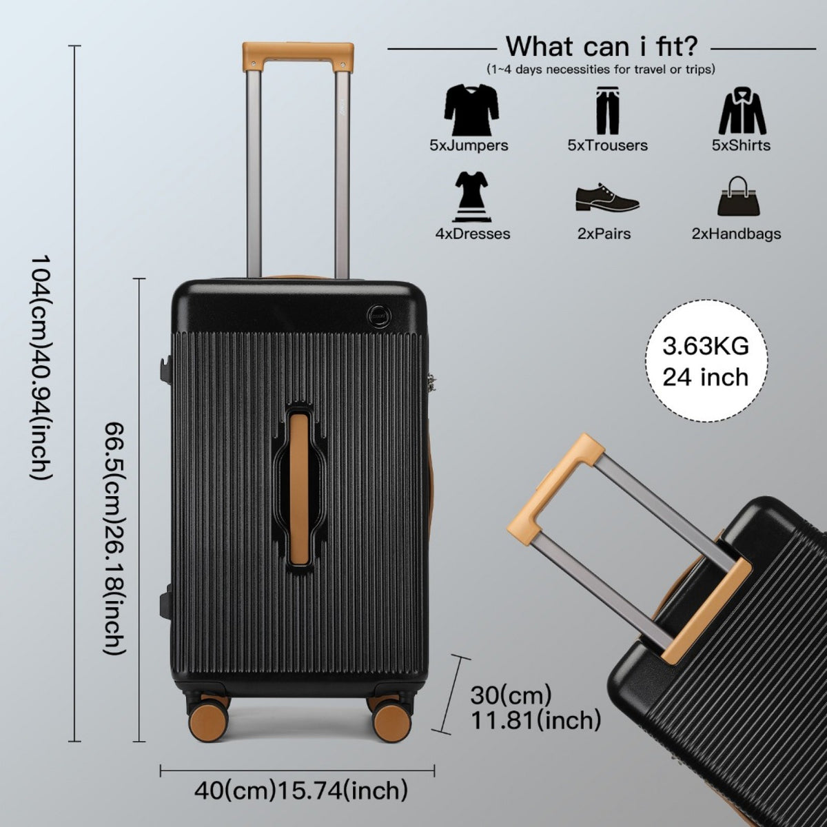 Kono Premium Hard Shell Check-In Suitcase Durable ABS and PC
