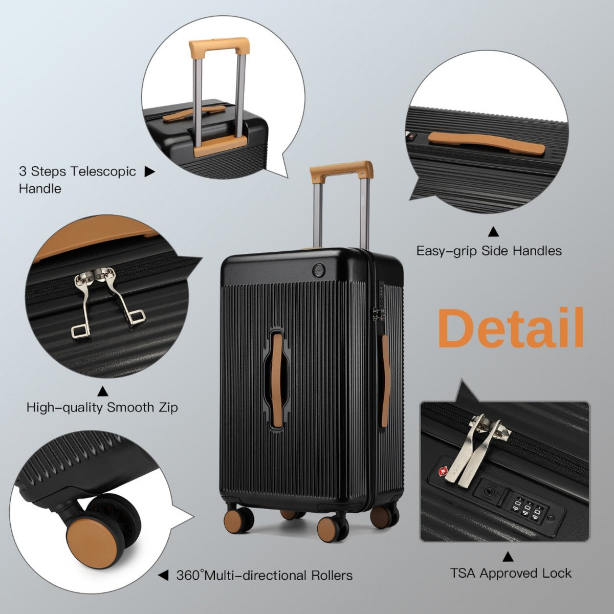Kono Premium Hard Shell Check-In Suitcase Durable ABS and PC
