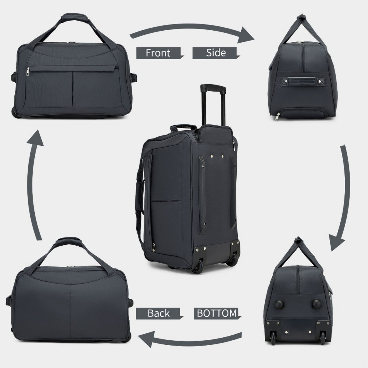 Kono Durable Folding Travel Trolley Bag