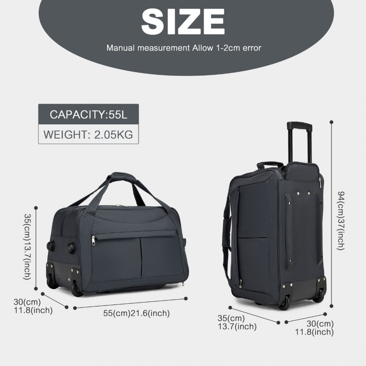 Kono Durable Folding Travel Trolley Bag