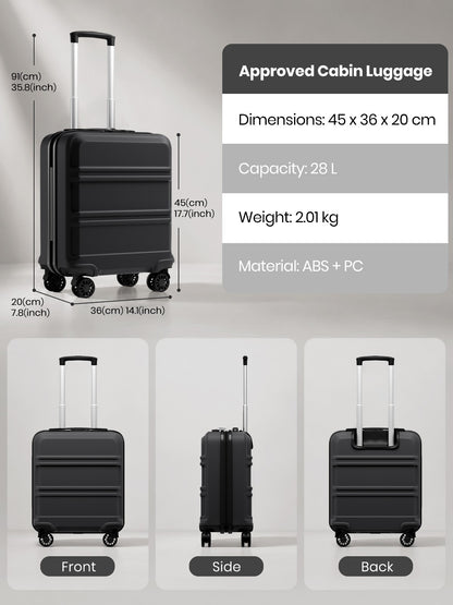 Kono ABS+PC Compact Cabin Suitcase– Lightweight Hard Shell Carry-On