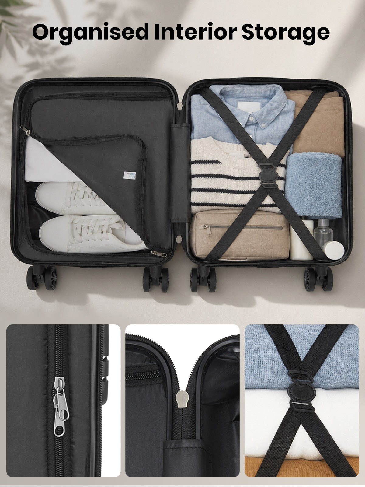 Kono ABS+PC Compact Cabin Suitcase– Lightweight Hard Shell Carry-On