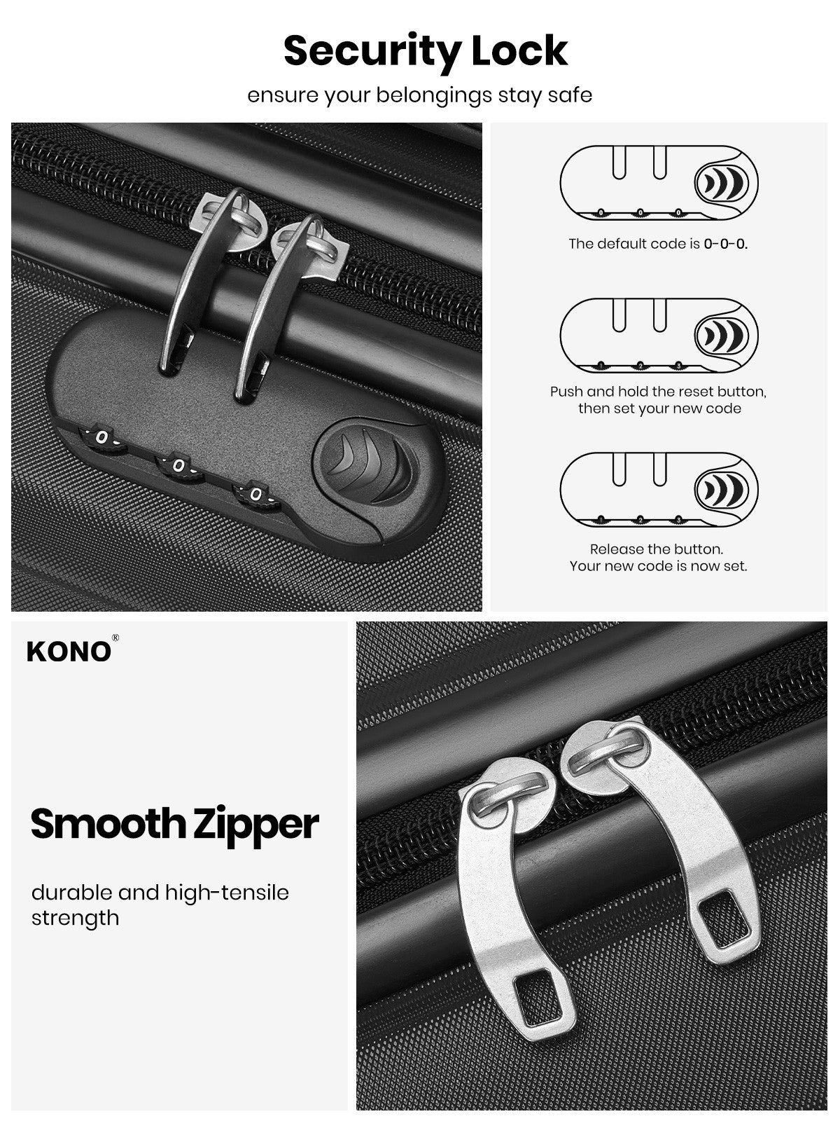 Kono ABS+PC Compact Cabin Suitcase– Lightweight Hard Shell Carry-On