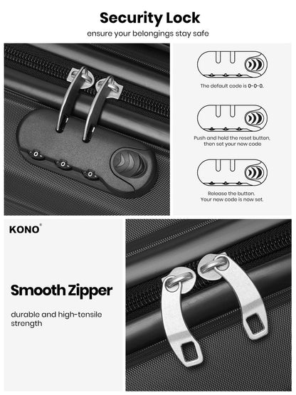 Kono ABS+PC Compact Cabin Suitcase– Lightweight Hard Shell Carry-On
