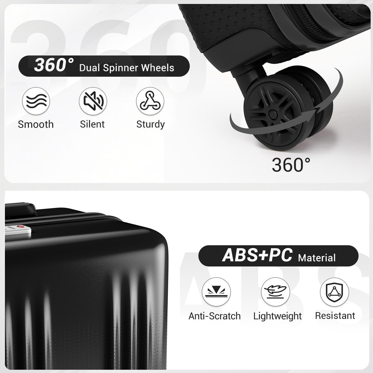 Kono Premium ABS+PC Hard Shell Suitcase