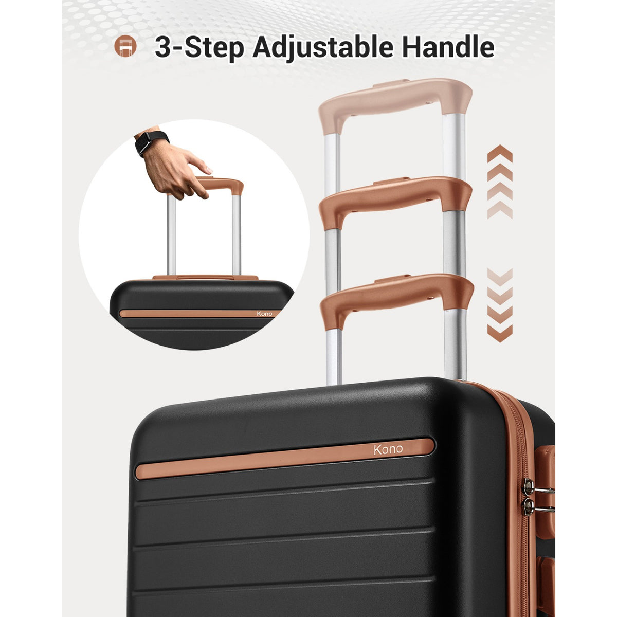 Kono Scratch-Resistant Hard Shell Suitcase with Horizontal Stripe Design