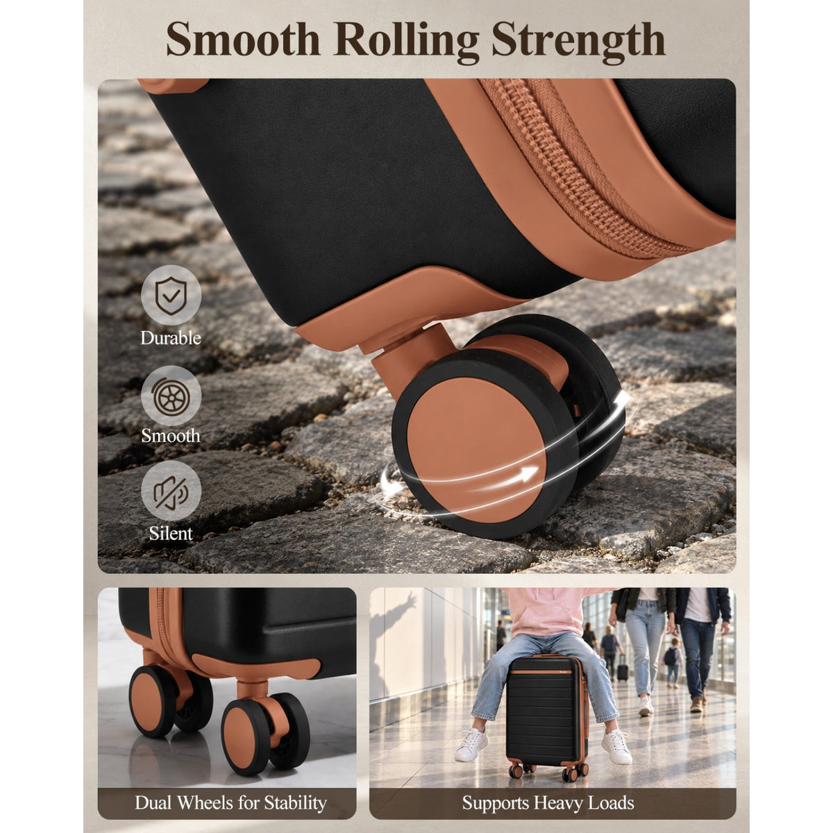 Kono Scratch-Resistant Hard Shell Suitcase with Horizontal Stripe Design