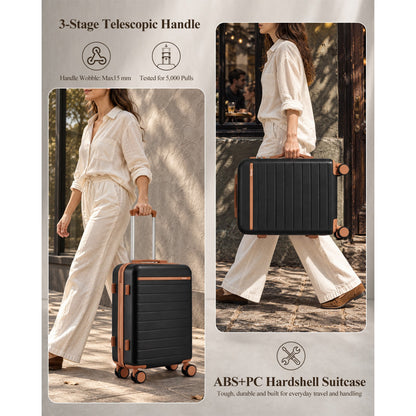 Kono Scratch-Resistant Hard Shell Suitcase with Horizontal Stripe Design