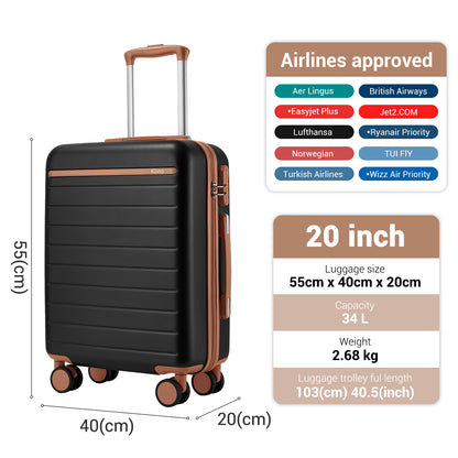 Kono Scratch-Resistant Hard Shell Suitcase with Horizontal Stripe Design