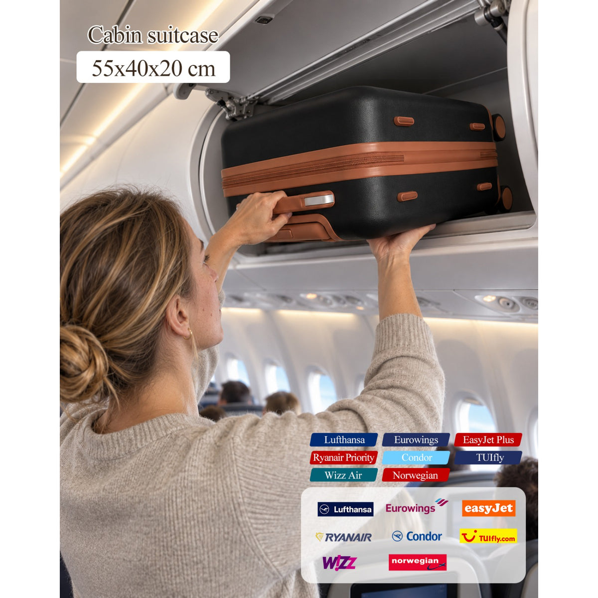 Kono Scratch-Resistant Hard Shell Suitcase with Horizontal Stripe Design