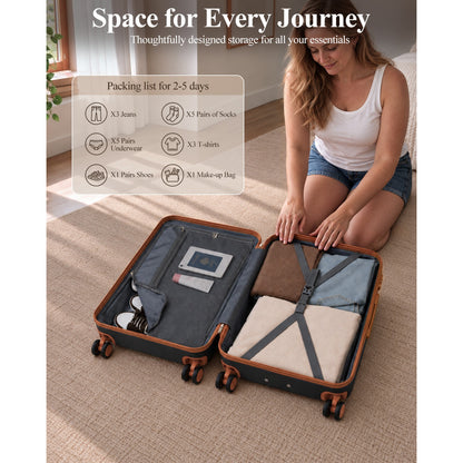 Kono Scratch-Resistant Hard Shell Suitcase with Horizontal Stripe Design