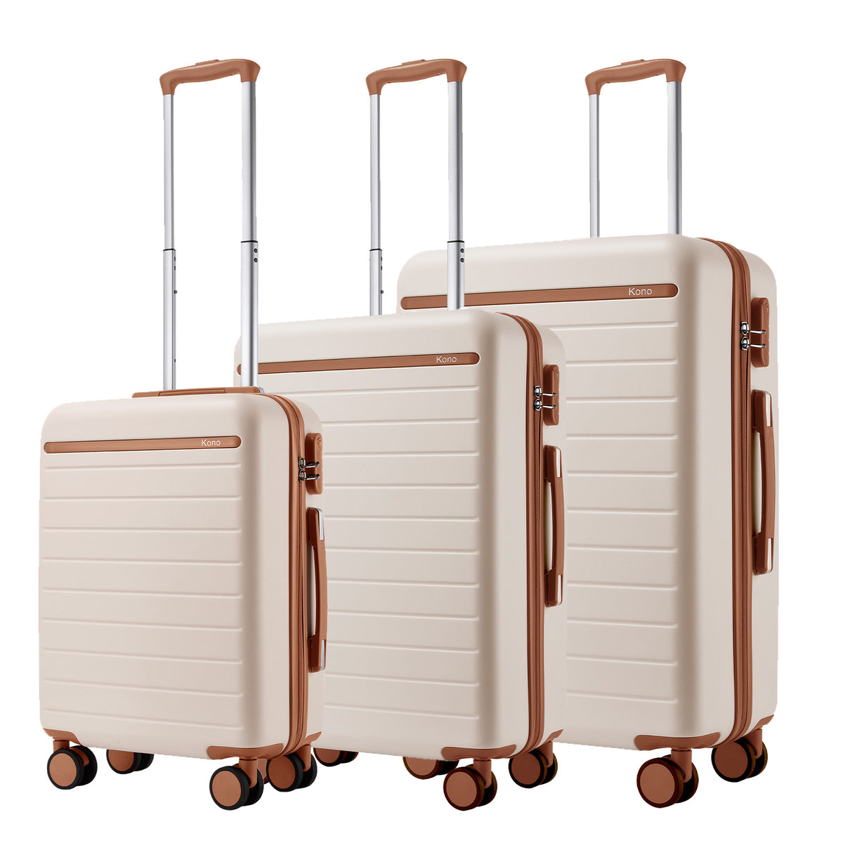 Kono Scratch-Resistant Hard Shell Suitcase with Horizontal Stripe Design