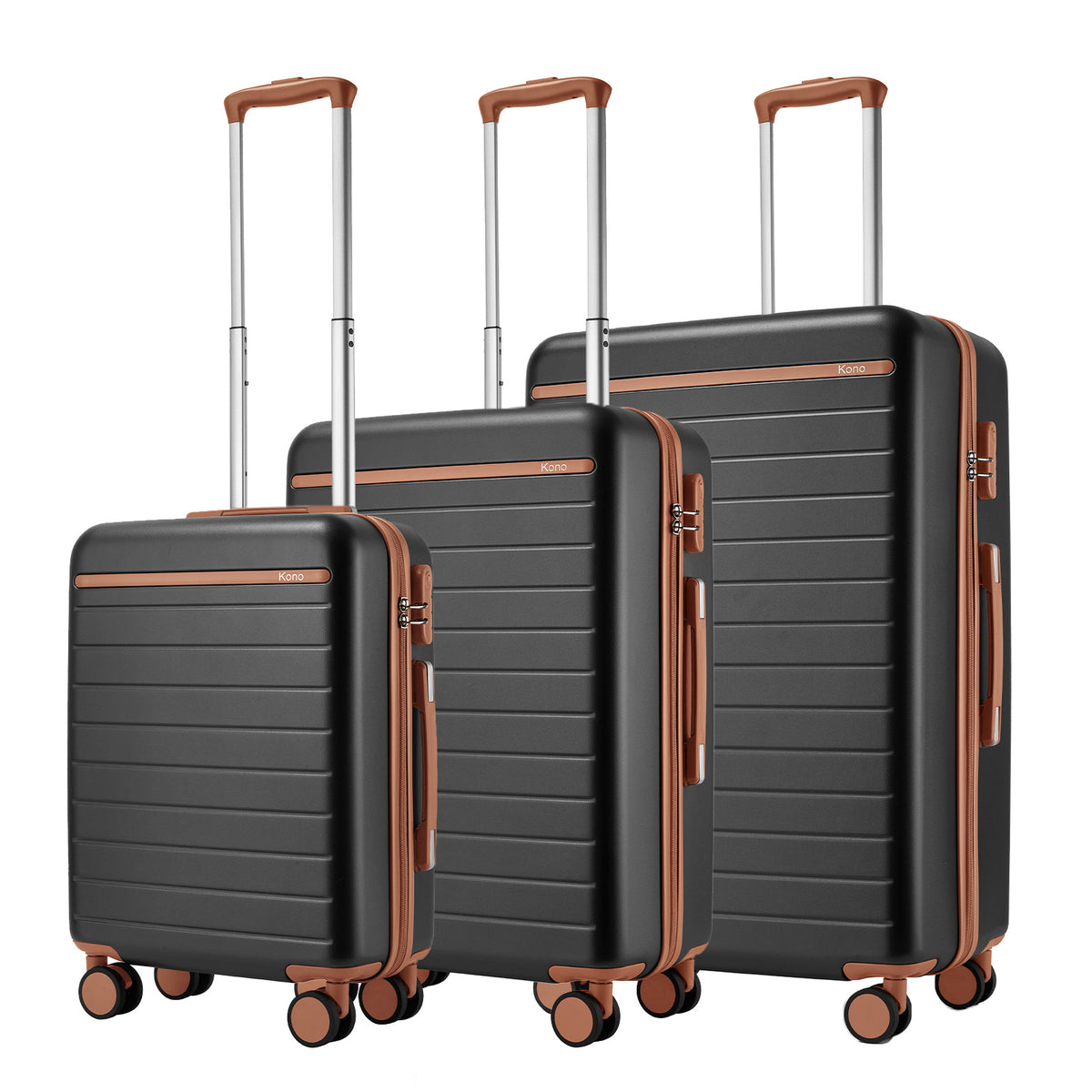 Kono Scratch-Resistant Hard Shell Suitcase with Horizontal Stripe Design