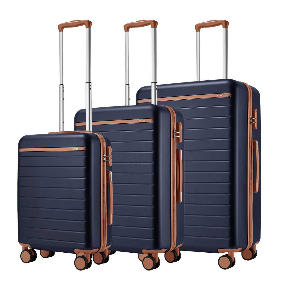 Kono Scratch-Resistant Hard Shell Suitcase with Horizontal Stripe Design