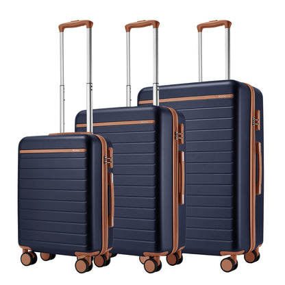Kono Scratch-Resistant Hard Shell Suitcase with Horizontal Stripe Design