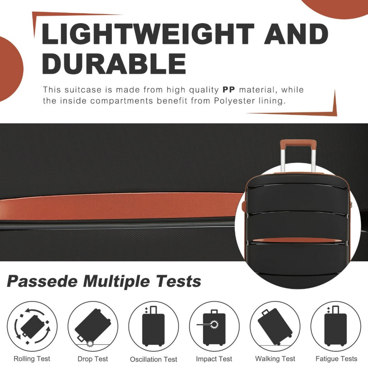 Kono PP Modern Scratch-Resistant Suitcase