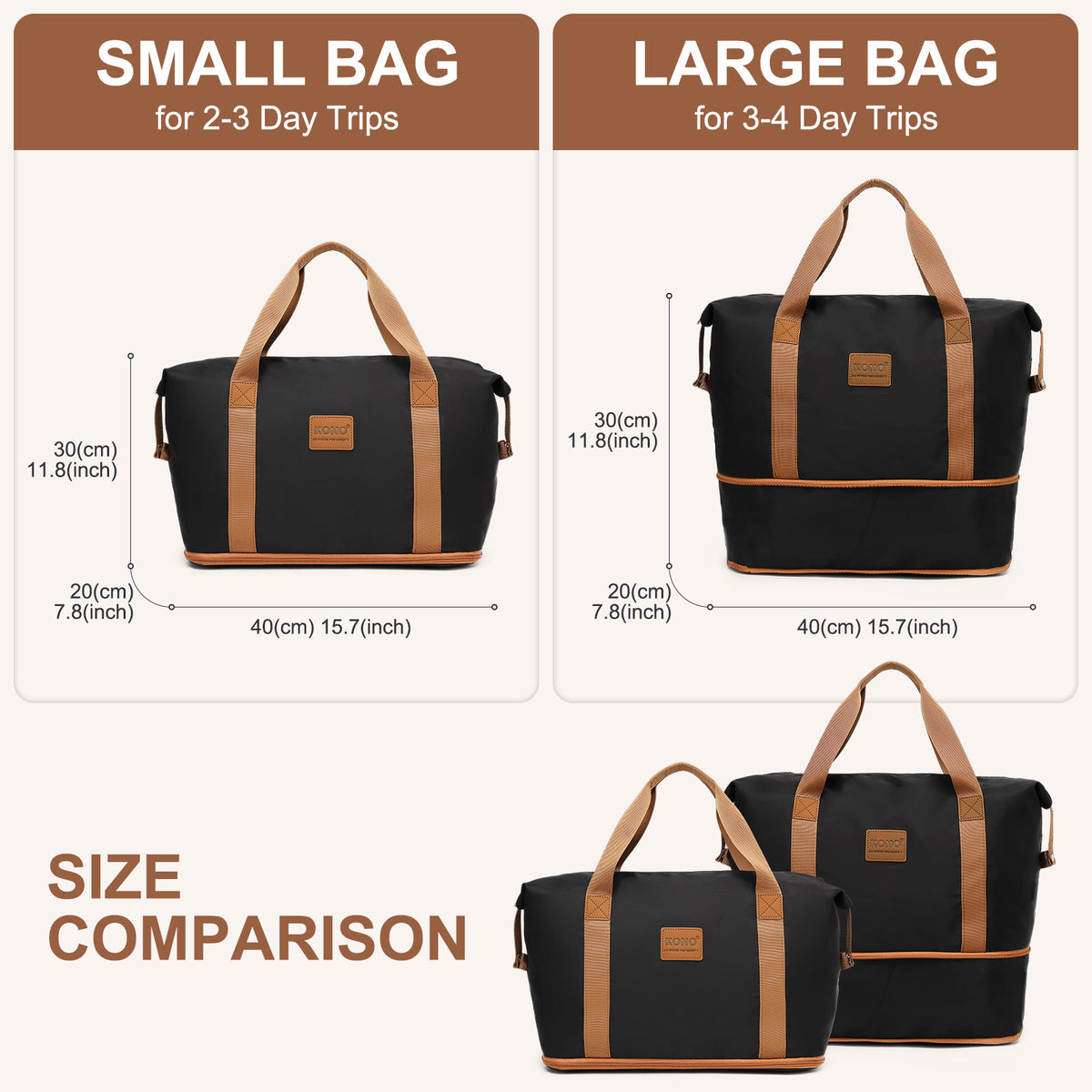 Kono ABS+PC Hard Shell Suitcase with Travel Bag & Toiletry Pouch