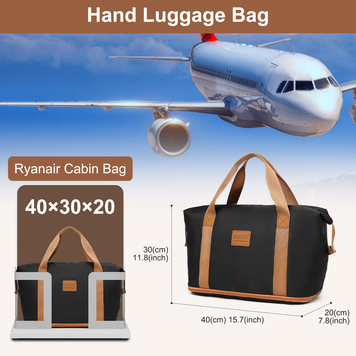 Kono ABS+PC Hard Shell Suitcase with Travel Bag & Toiletry Pouch
