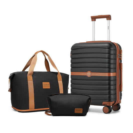 Kono ABS+PC Hard Shell Suitcase with Travel Bag & Toiletry Pouch