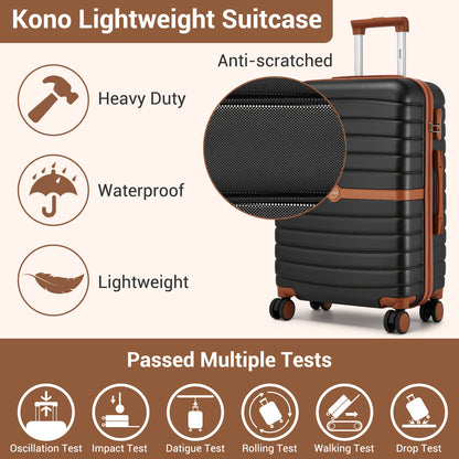 Kono ABS+PC Hard Shell Suitcase with Travel Bag & Toiletry Pouch