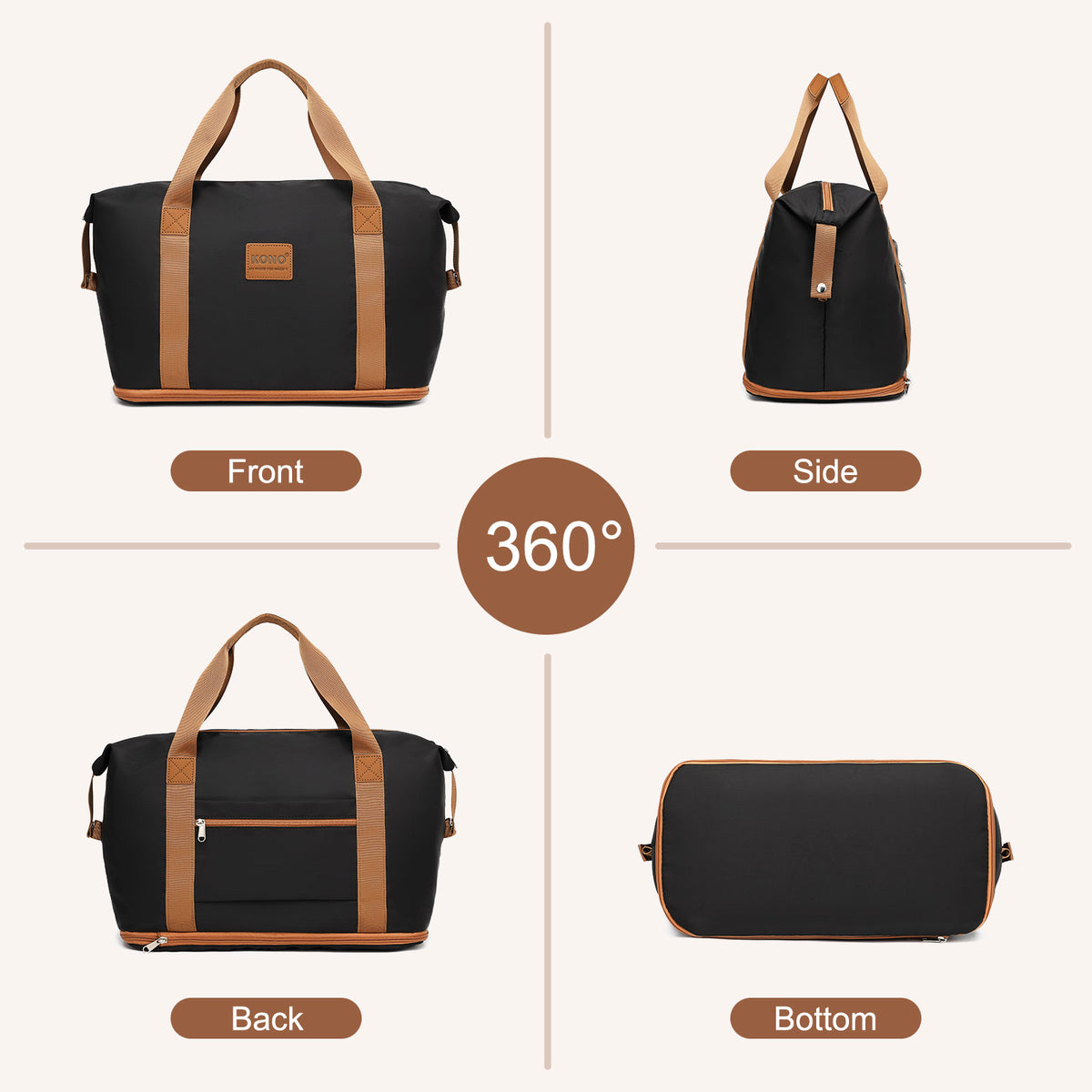 Kono ABS+PC Hard Shell Suitcase with Travel Bag & Toiletry Pouch