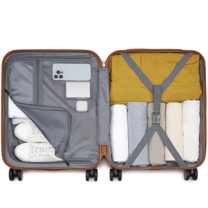 Kono ABS+PC Striped Design with Colour-Block Details Suitcase