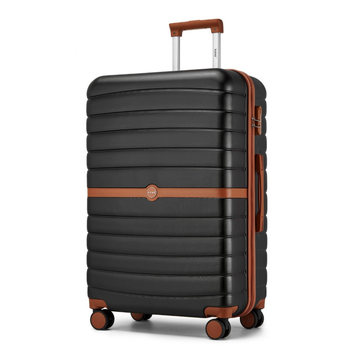 Kono ABS+PC Striped Design with Colour-Block Details Suitcase