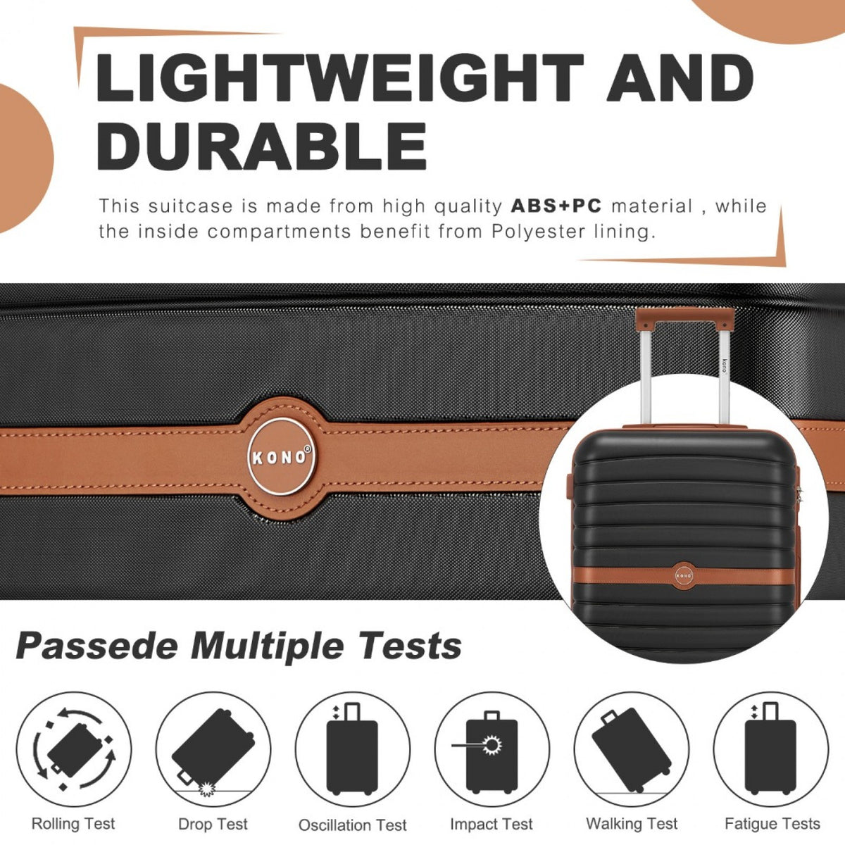 Kono ABS+PC Striped Design with Colour-Block Details Suitcase