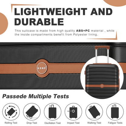 Kono ABS+PC Striped Design with Colour-Block Details Suitcase