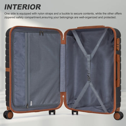 Kono ABS+PC Striped Design with Colour-Block Details Suitcase