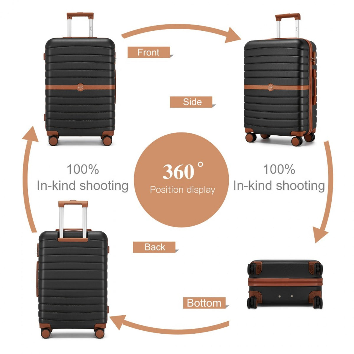 Kono ABS+PC Striped Design with Colour-Block Details Suitcase