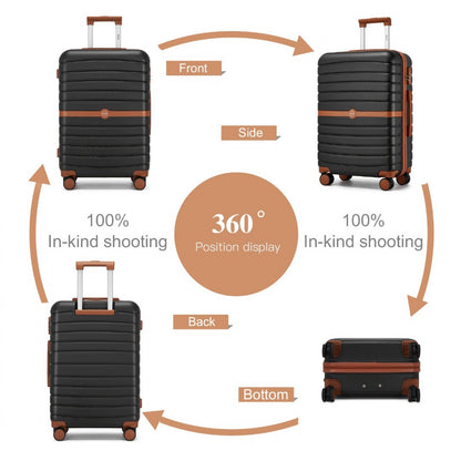 Kono ABS+PC Striped Design with Colour-Block Details Suitcase