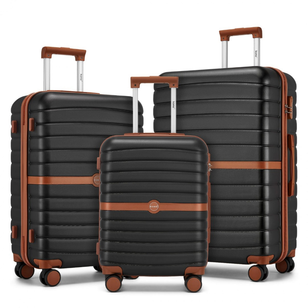 Kono ABS+PC Striped Design with Colour-Block Details Suitcase