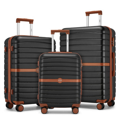 Kono ABS+PC Striped Design with Colour-Block Details Suitcase