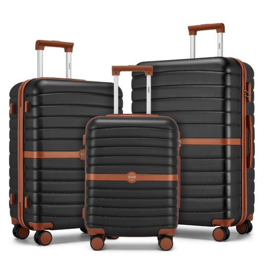 Kono ABS+PC Striped Design with Colour-Block Details Suitcase