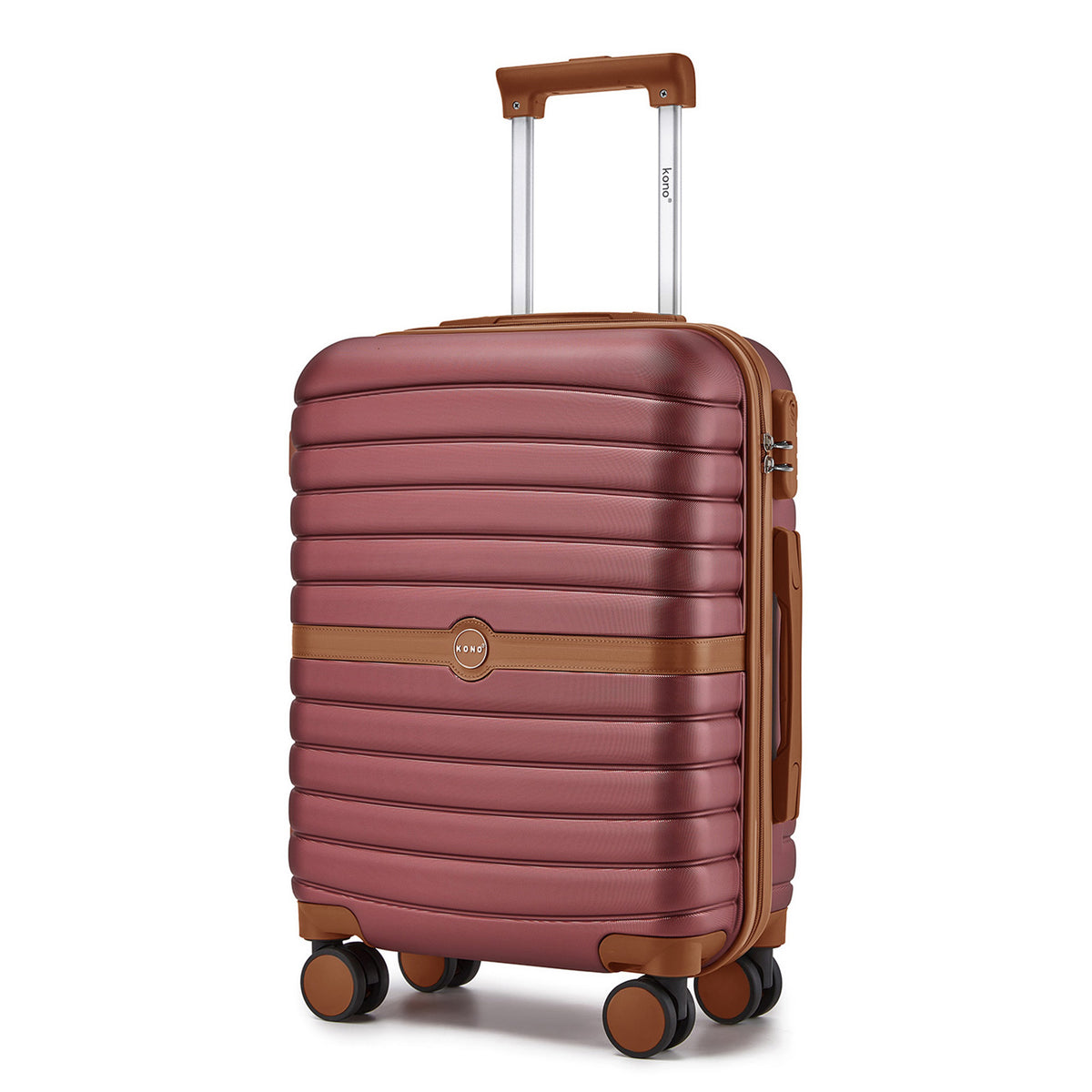 Kono ABS+PC Striped Design with Colour-Block Details Suitcase