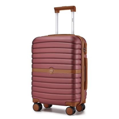 Kono ABS+PC Striped Design with Colour-Block Details Suitcase