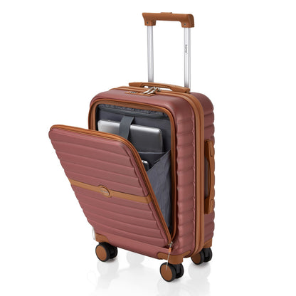 Kono ABS+PC Striped Design with Colour-Block Details Suitcase
