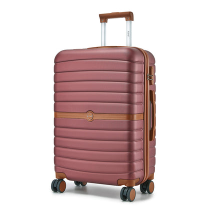 Kono ABS+PC Striped Design with Colour-Block Details Suitcase