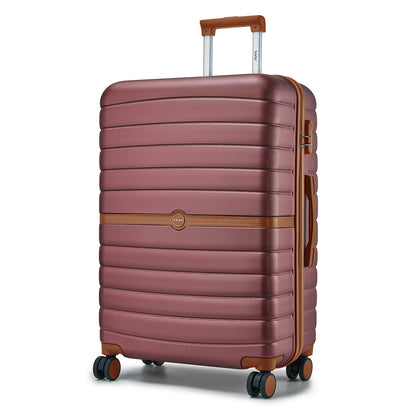Kono ABS+PC Striped Design with Colour-Block Details Suitcase