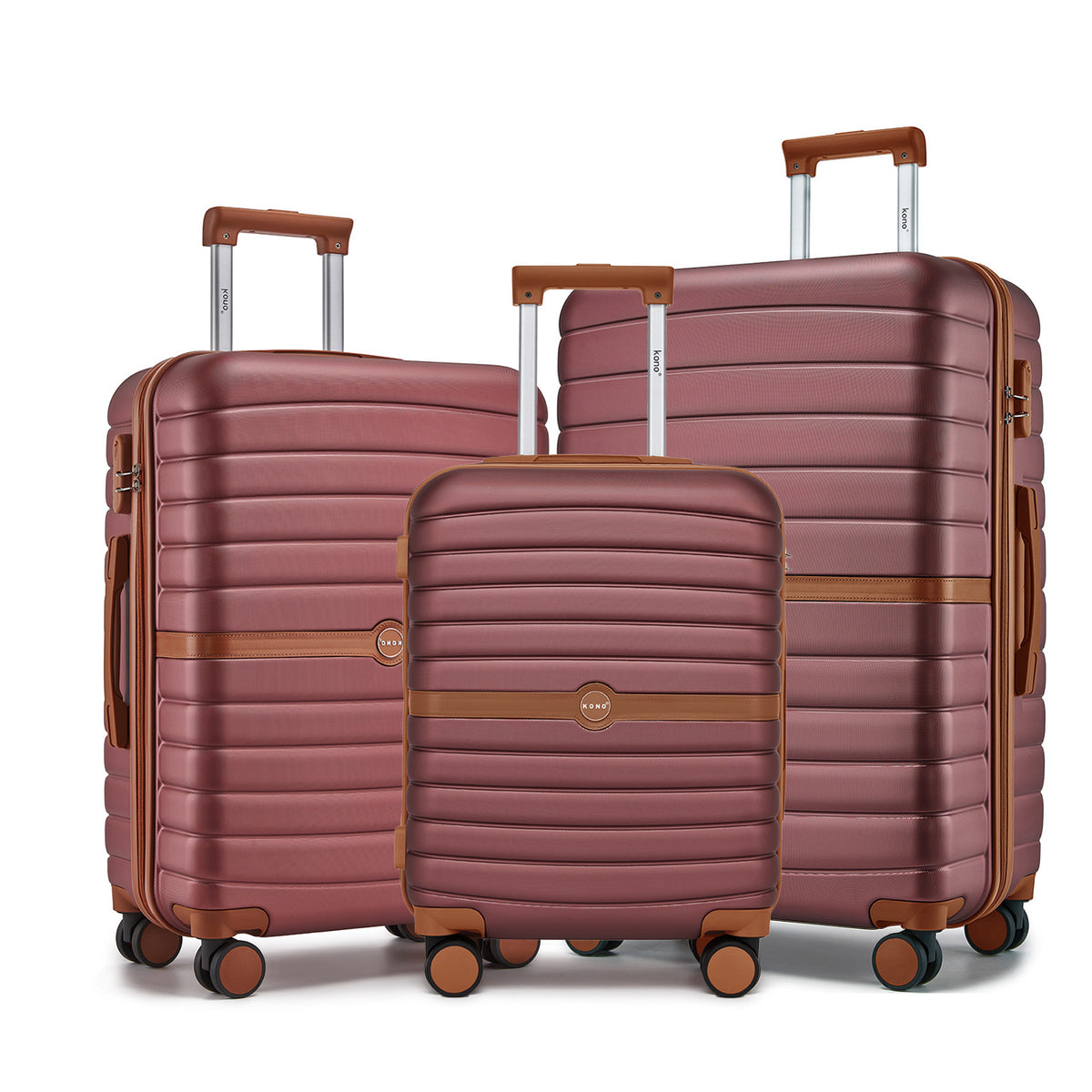 Kono ABS+PC Striped Design with Colour-Block Details Suitcase