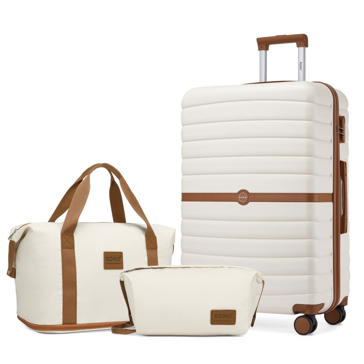 Kono ABS+PC Hard Shell Suitcase with Travel Bag & Toiletry Pouch