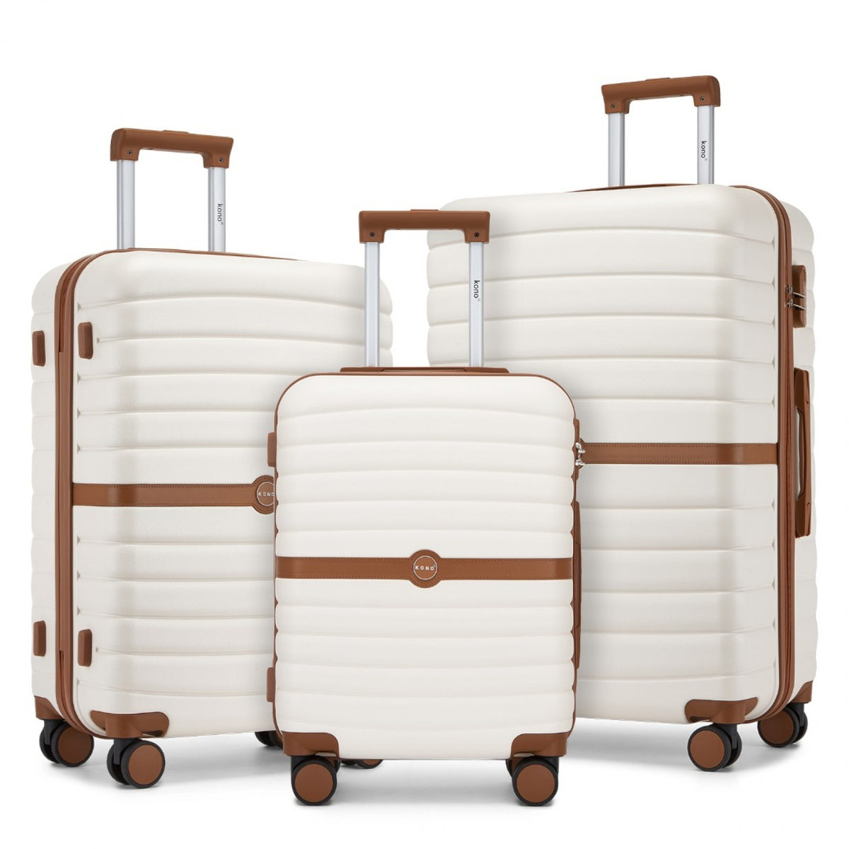 Kono ABS+PC Striped Design with Colour-Block Details Suitcase