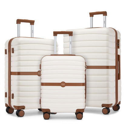 Kono ABS+PC Striped Design with Colour-Block Details Suitcase