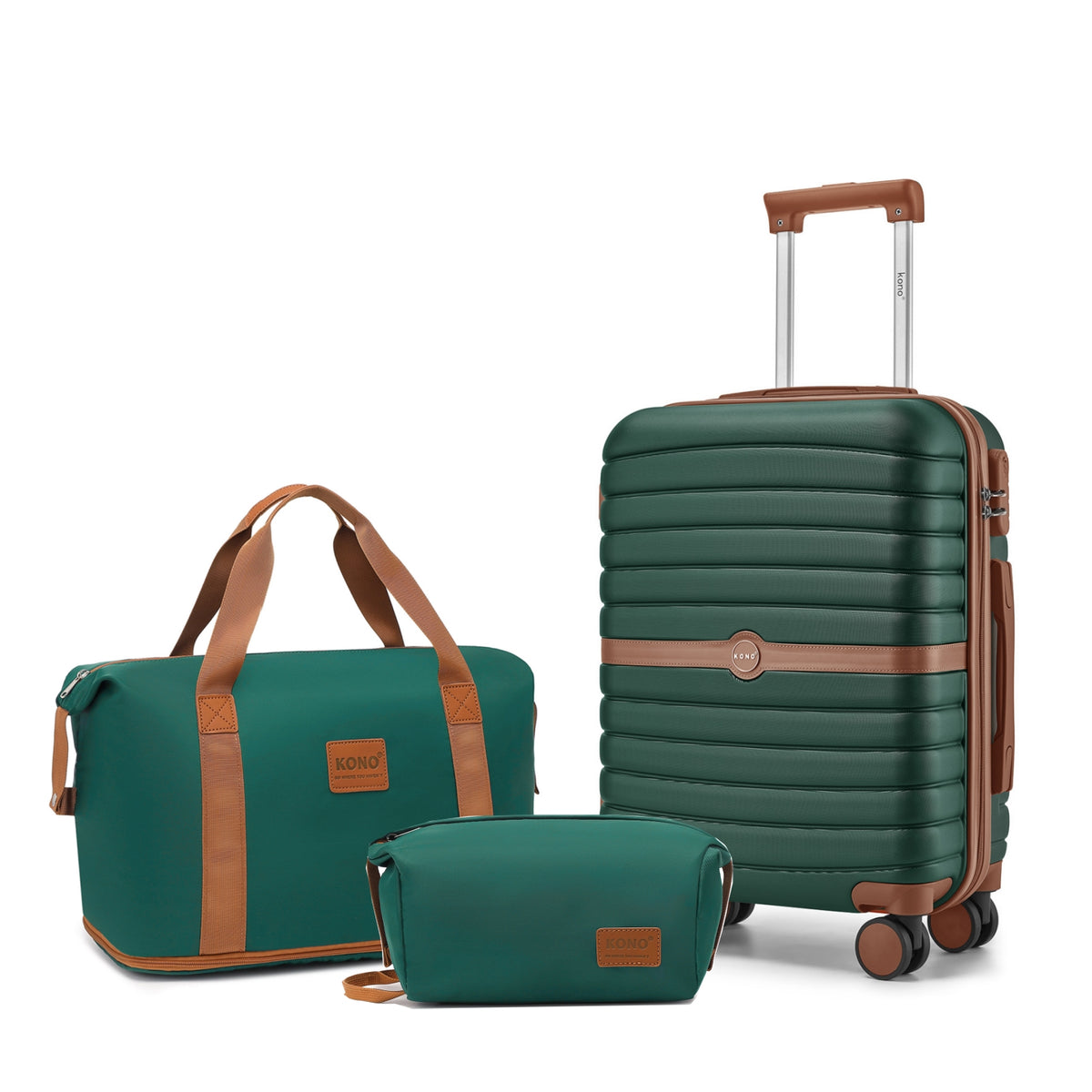 Kono ABS+PC Hard Shell Suitcase with Travel Bag & Toiletry Pouch