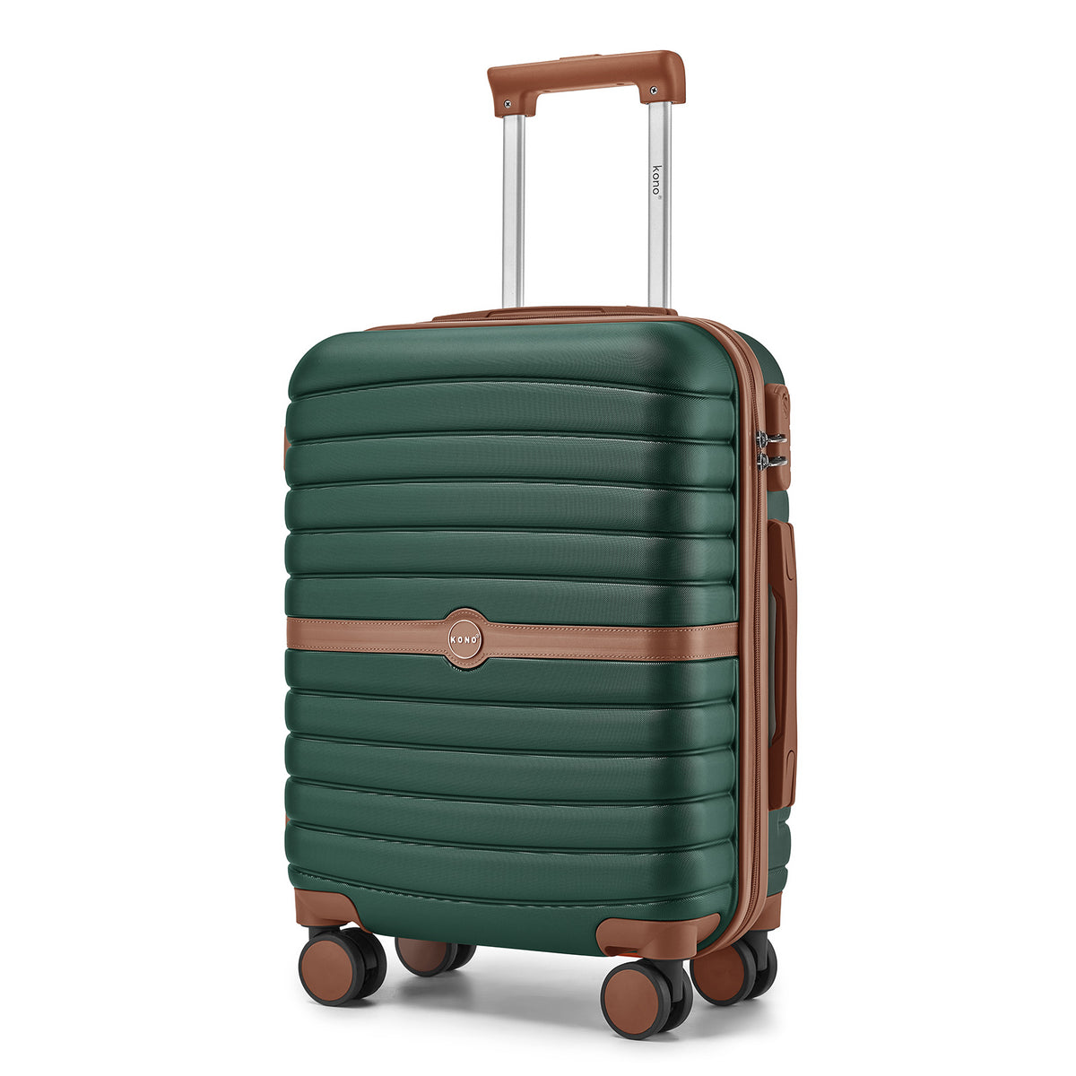 Kono ABS+PC Striped Design with Colour-Block Details Suitcase