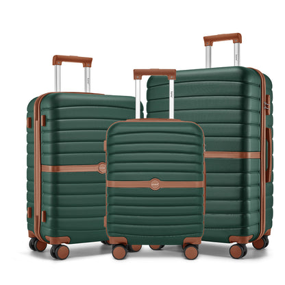 Kono ABS+PC Striped Design with Colour-Block Details Suitcase